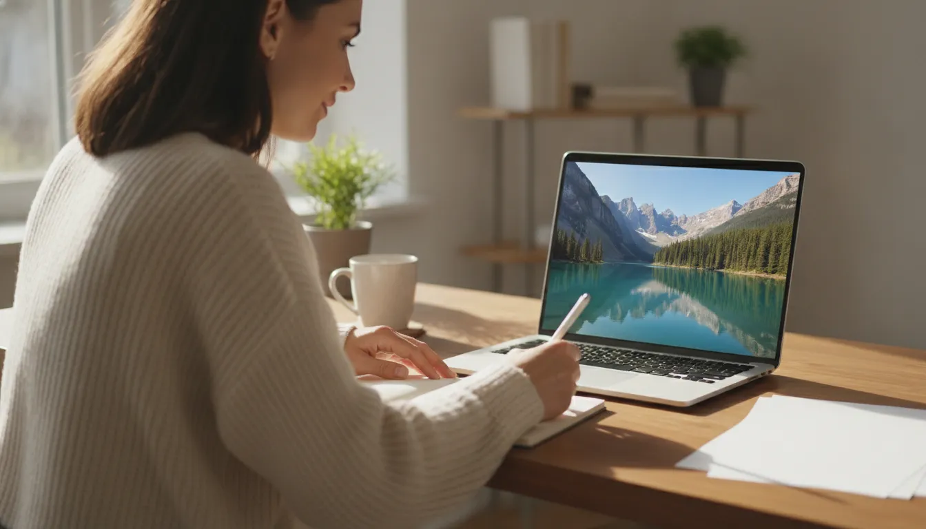 A woman interviewing a real estate agent via video call on her laptop.