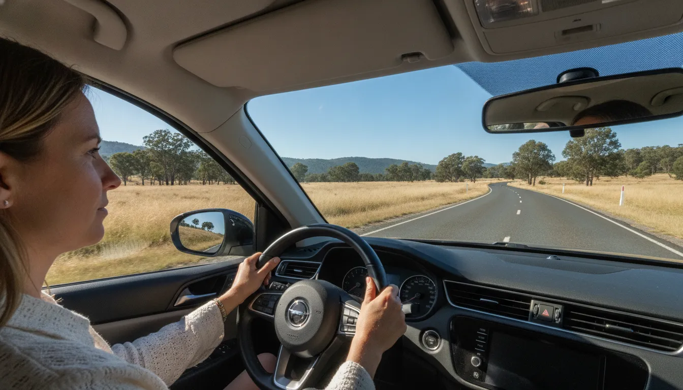 A person driving a car in Australia