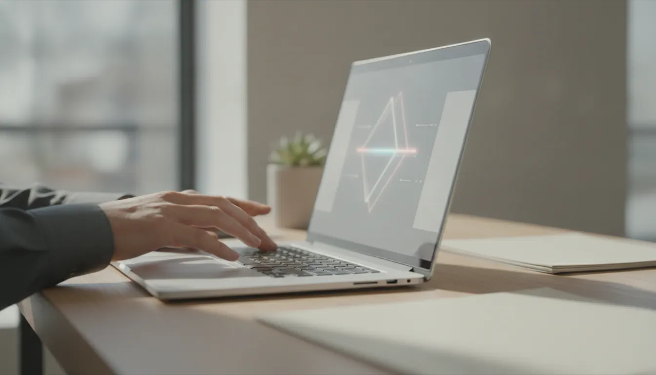 Hands typing on a laptop displaying a job search website