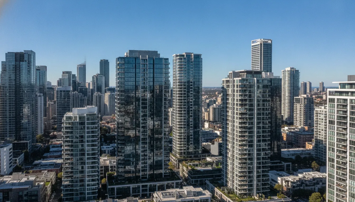 Modern apartment blocks in a Sydney urban area