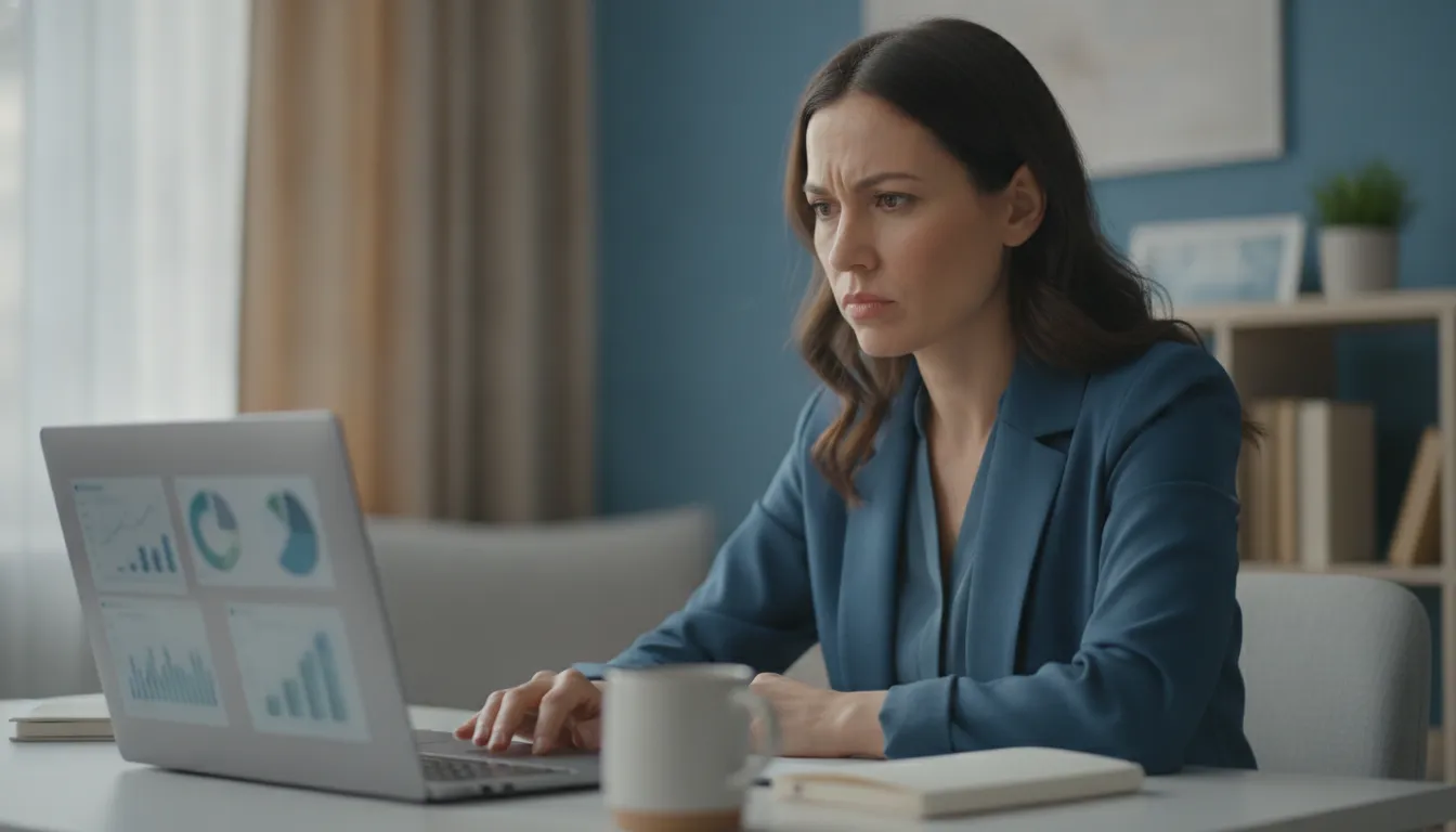 A person studying complex charts and numbers about mortgage interest rates on a computer screen.